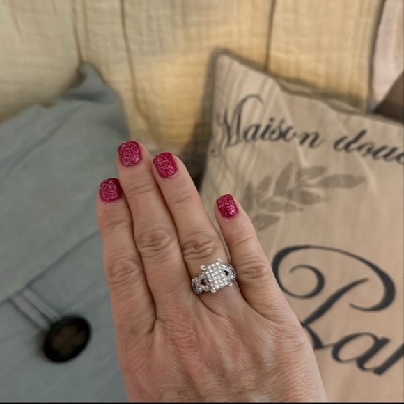 Magnificent! *ESTATE* 14k WG Natural Diamond Heart Cluster Cocktail Ring - Picture 12 of 16